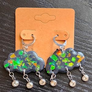 Black Cloud Clay Leverback Dangle Earrings